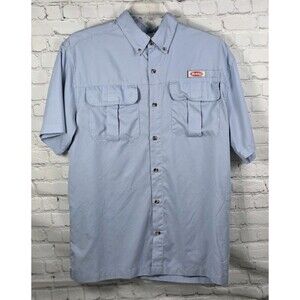 Berkeley Button Men's Large Blue Short Sleeve Fishing Shirt